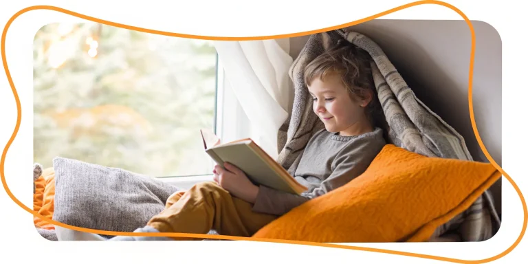 Child developing reading skills.